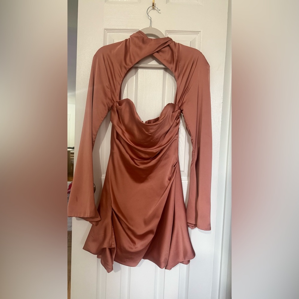 House of CB Elegant Rusty Pink Long Sleeve Dress